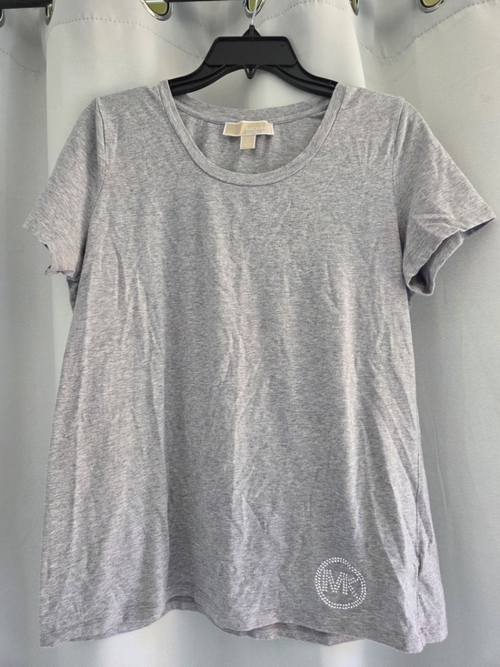 Michael Kors Tops - MICHAEL KORS Heather Gray Rhinestone Bling MK Logo T-Shirt - Size L